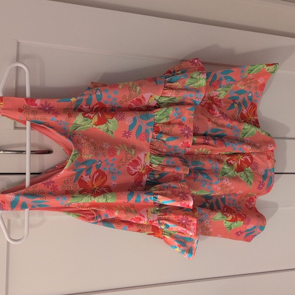 Bonnie Jean Coral Floral Romper